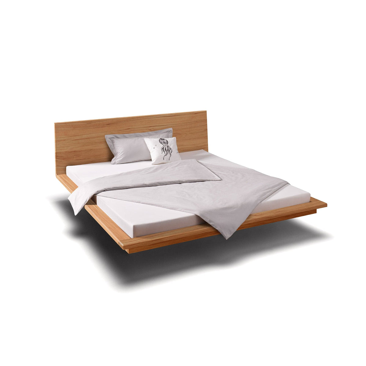 Schwebendes Designer Bett aus Kernbuche