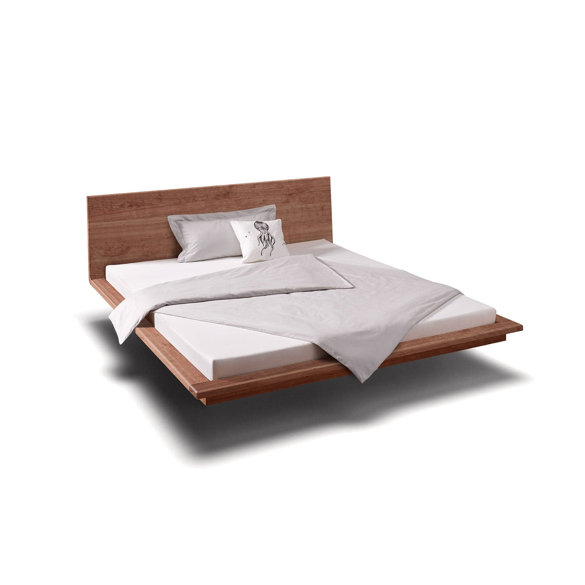 Bett MATIS schwebend: Eines unserer schwebenden Betten aus  Kirschbaum Naturholz, in modernem Futonstil Design