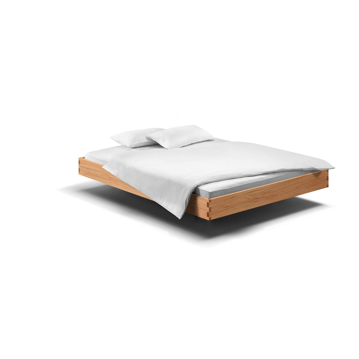 PADIO pur Kernbuche: Schwebendes Massivholzbett 180x200 ohne Kopfteil.