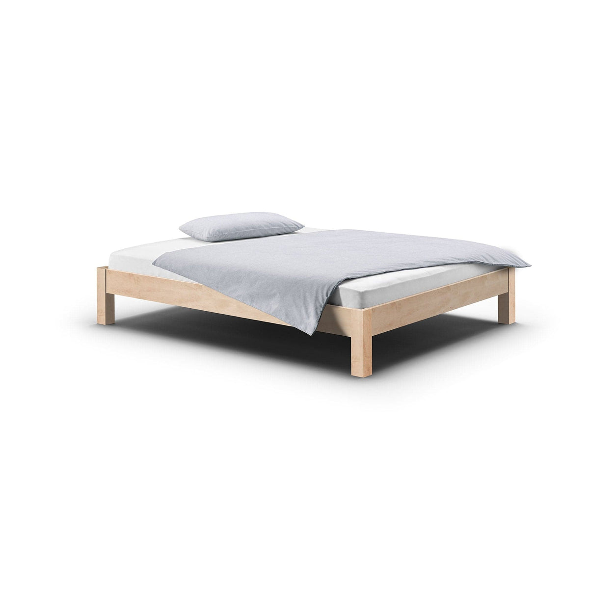 Holzmanufaktur Bett RION aus Ahorn, hier ohne Einsteck-Rückenlehne.