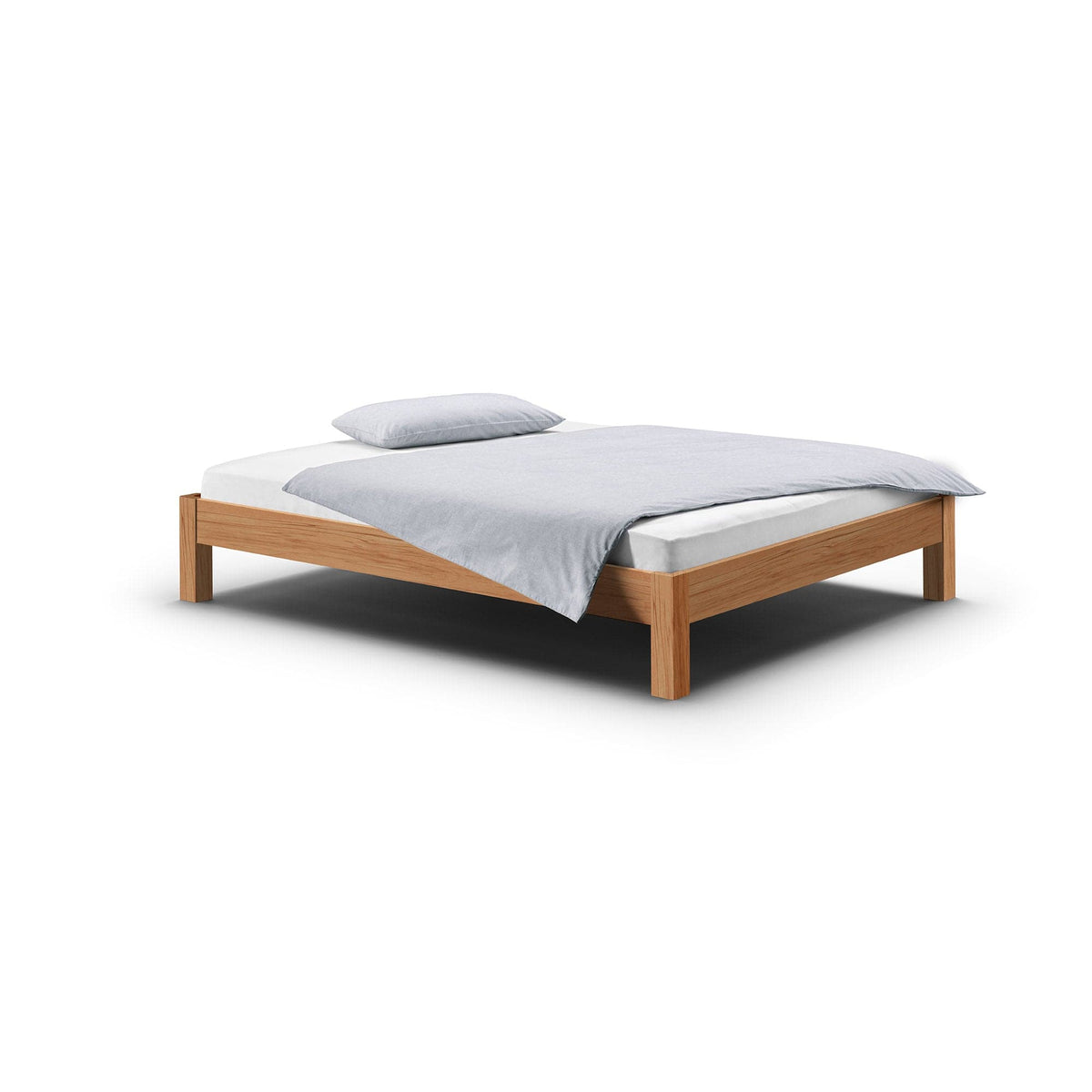 Holzmanufaktur Bett RION aus Kernbuche, hier ohne Einsteck-Rückenlehne.