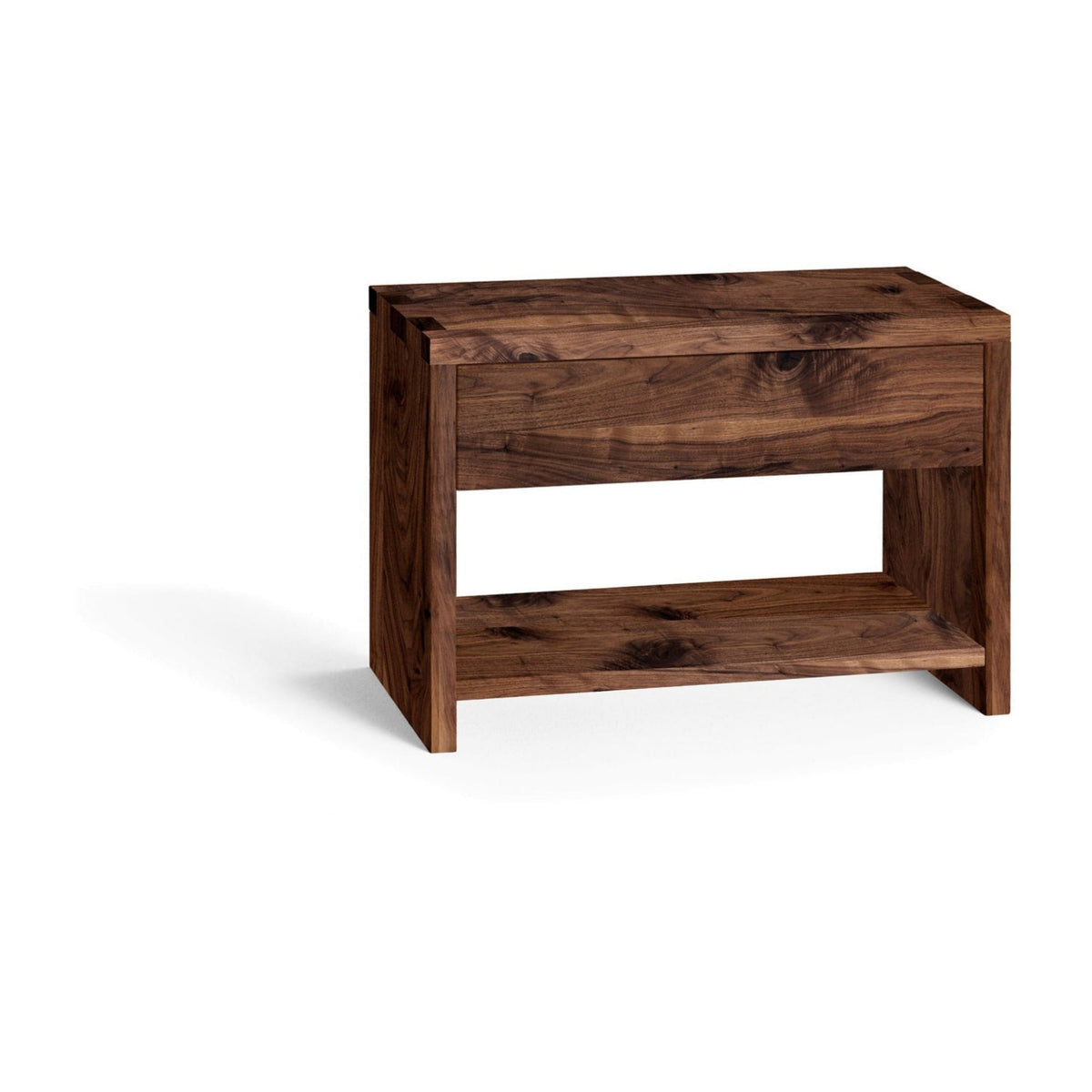 Holzmanufaktur NAP Nachttisch Schubkasten und Fachboden Wildnuss / 49.2 x 34 x 35 / Holzboden